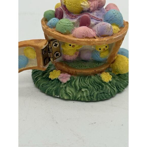 Easter Bunny Resin Figurine Basket Eggs & Chicks ~ 3.5” Tall - Picture 5 of 7